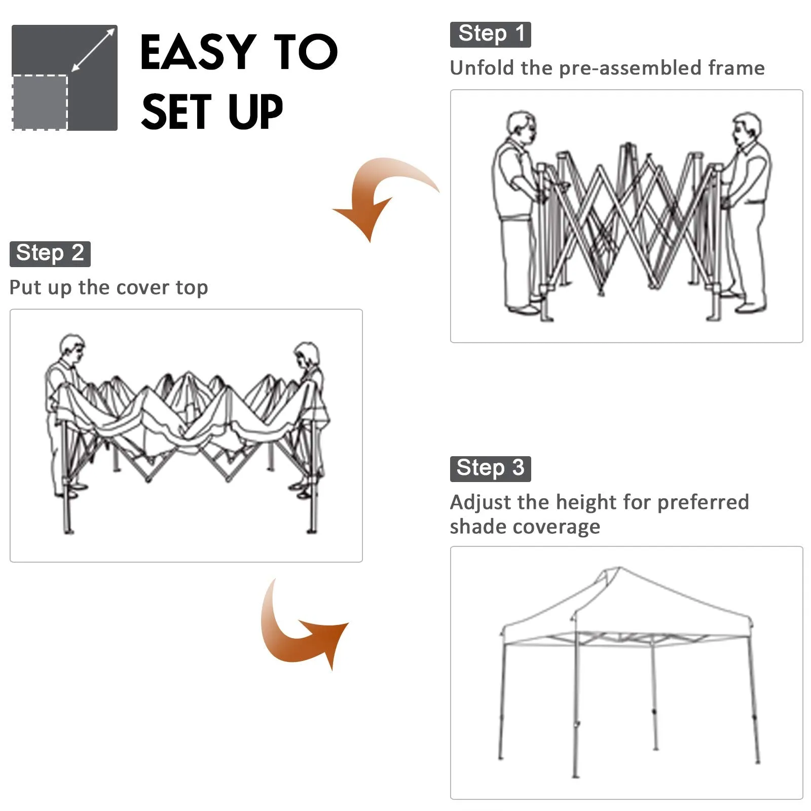 10' x 10' Pop Up Canopy Tent, Easy Set-up Outdoor Tent Commercial Instant Shelter