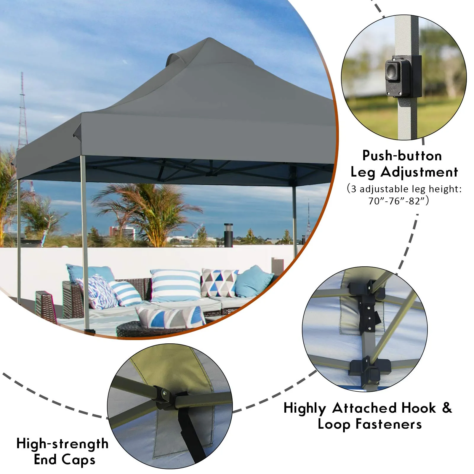 10' x 10' Pop Up Canopy Tent, Easy Set-up Outdoor Tent Commercial Instant Shelter