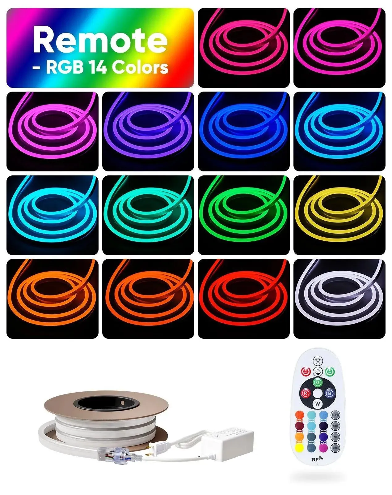 110V Eco RGB LED Neon Rope Light Long Lasting Bright Remote Control