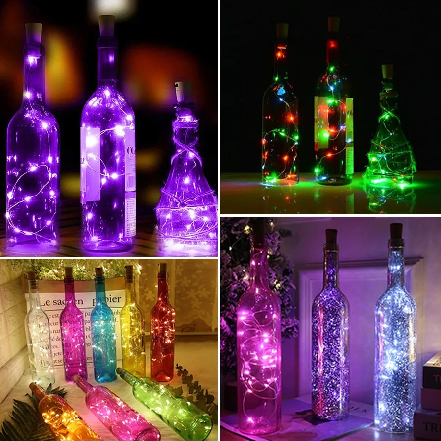 1M 2M Wine Bottle Lights With Cork LED String Light Copper Wire Fairy Garland Lights Christmas Holiday Party Wedding Decoration