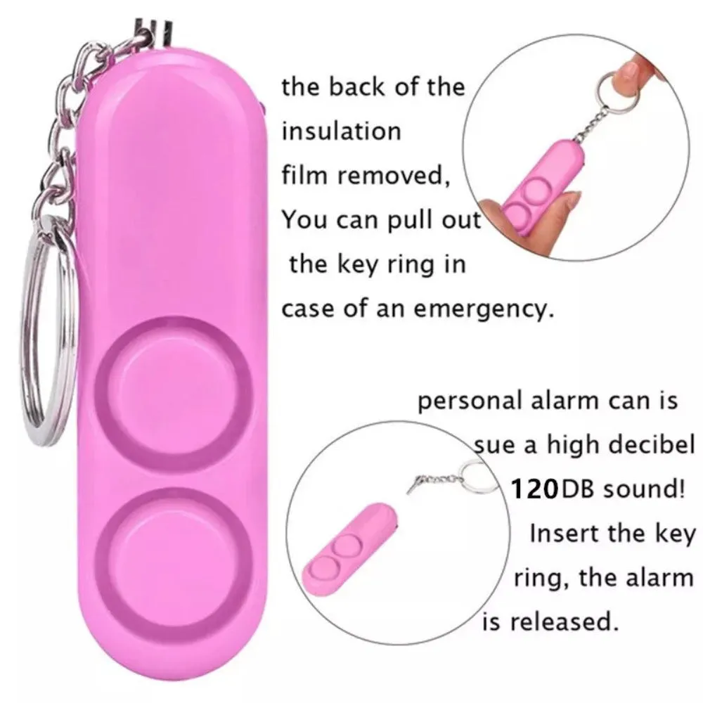 2 Pcs 120dB Self Defense Dual Speaker Extra Loud Personal Safety Alarm Keychain