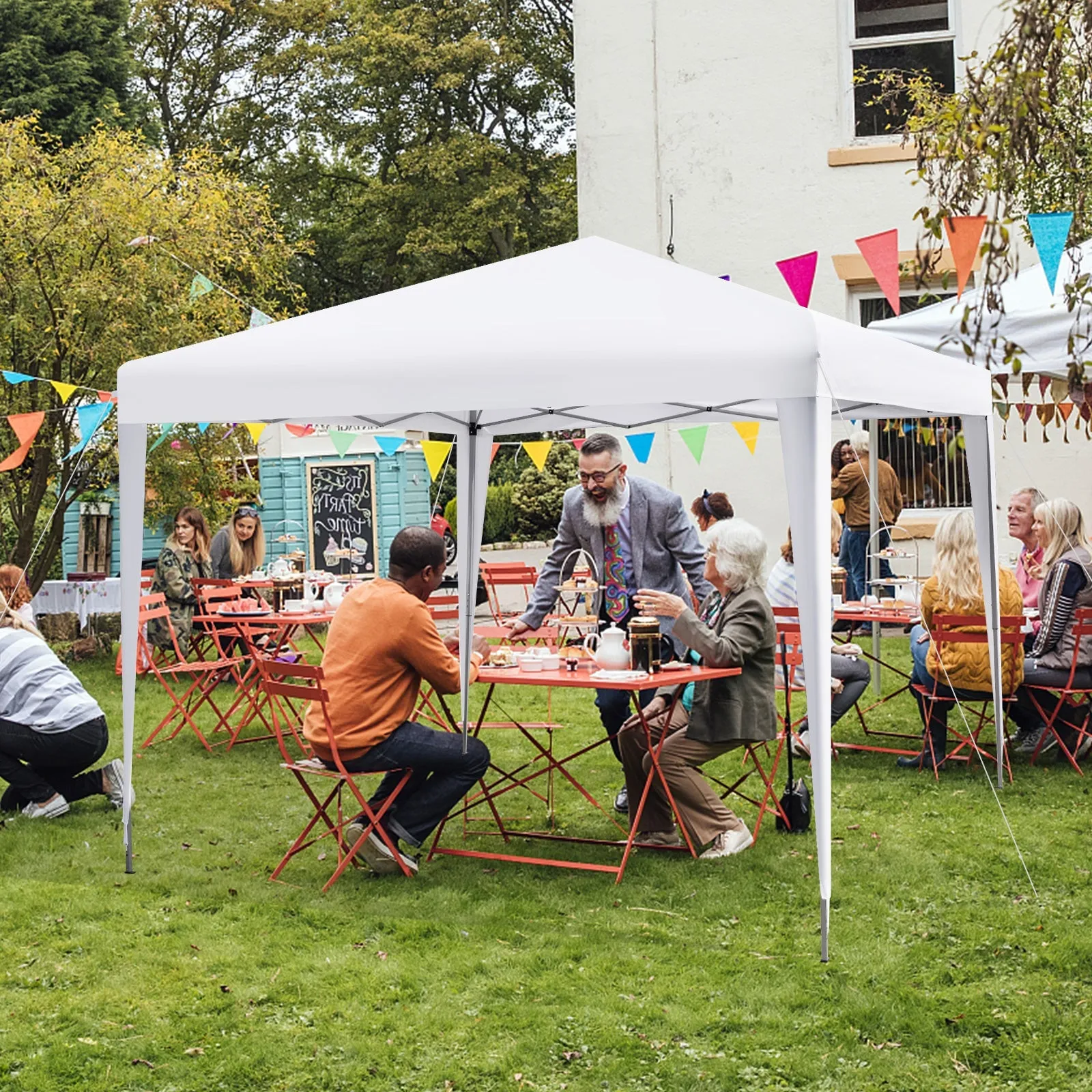 295 x 295 CM Outdoor Portable Instant Pop-up Canopy with Carrying Bag-White