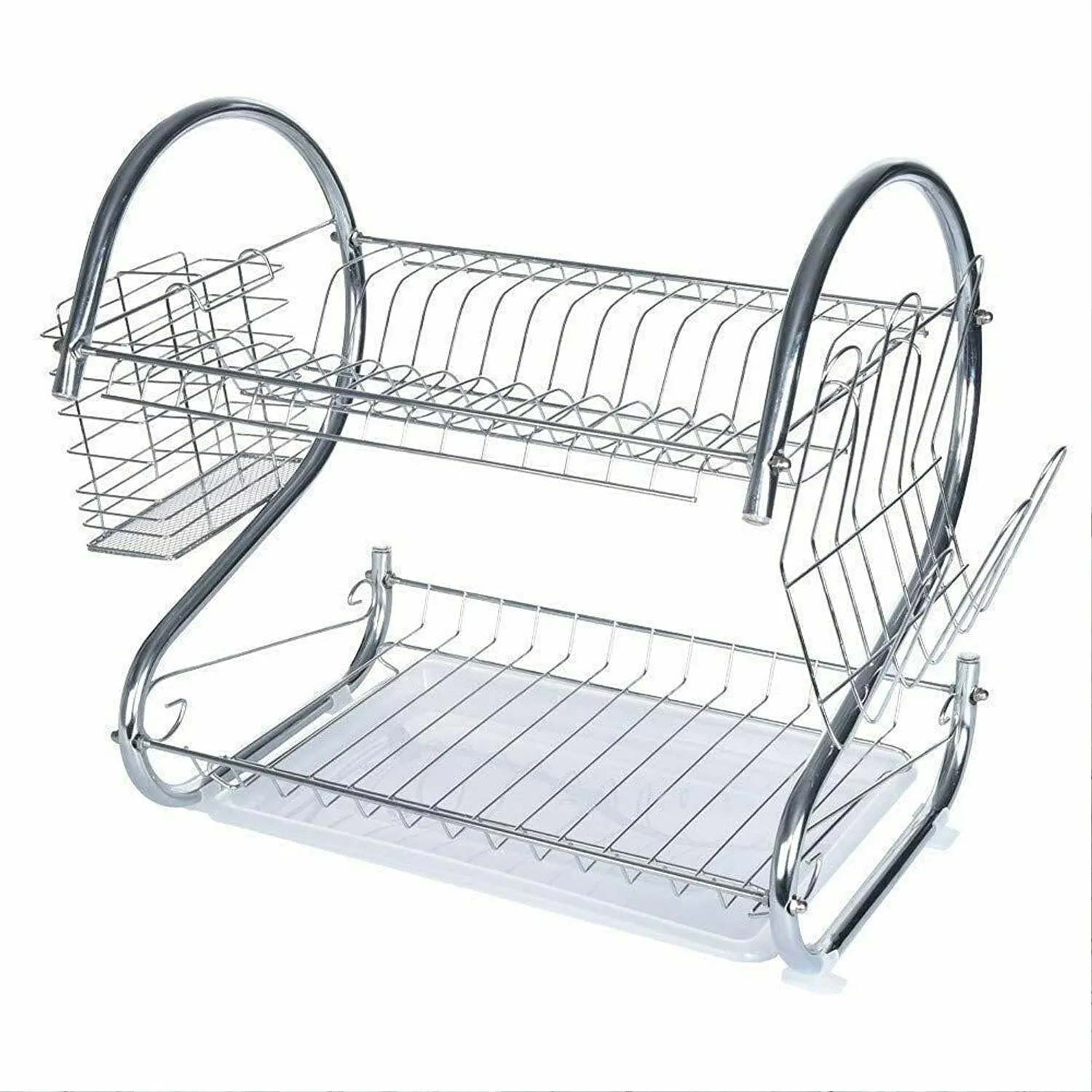 2962 Stainless Steel 2 Layer Kitchen Dish Rack / Plate Cutlery Stand