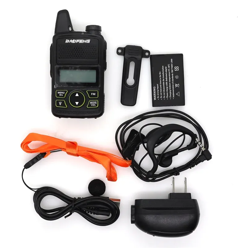 2pieces Baofeng Walkie Talkie BF-t1 UHF 400-470MHz 20CH 1W Mini Pocket Ham FM Two Way Radio with Earpiece USB Programming Cable