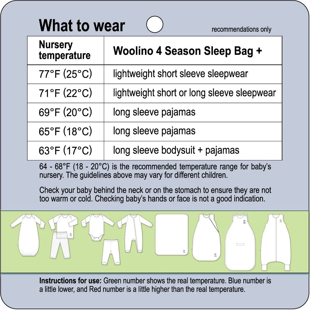 4 Season Ultimate Baby Sleep Bag, Merino Wool & Organic Cotton, 2 Months - 2 Years, Whales