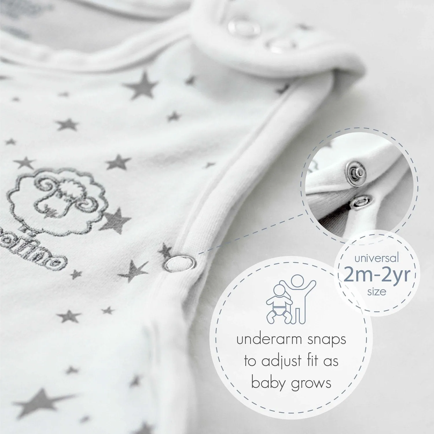 4 Season Ultimate Baby Sleep Bag, Merino Wool & Organic Cotton, 2 Months - 2 Years, Whales