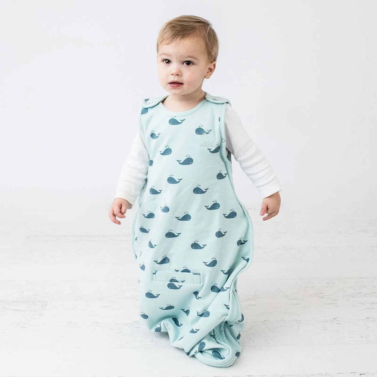 4 Season Ultimate Baby Sleep Bag, Merino Wool & Organic Cotton, 2 Months - 2 Years, Whales