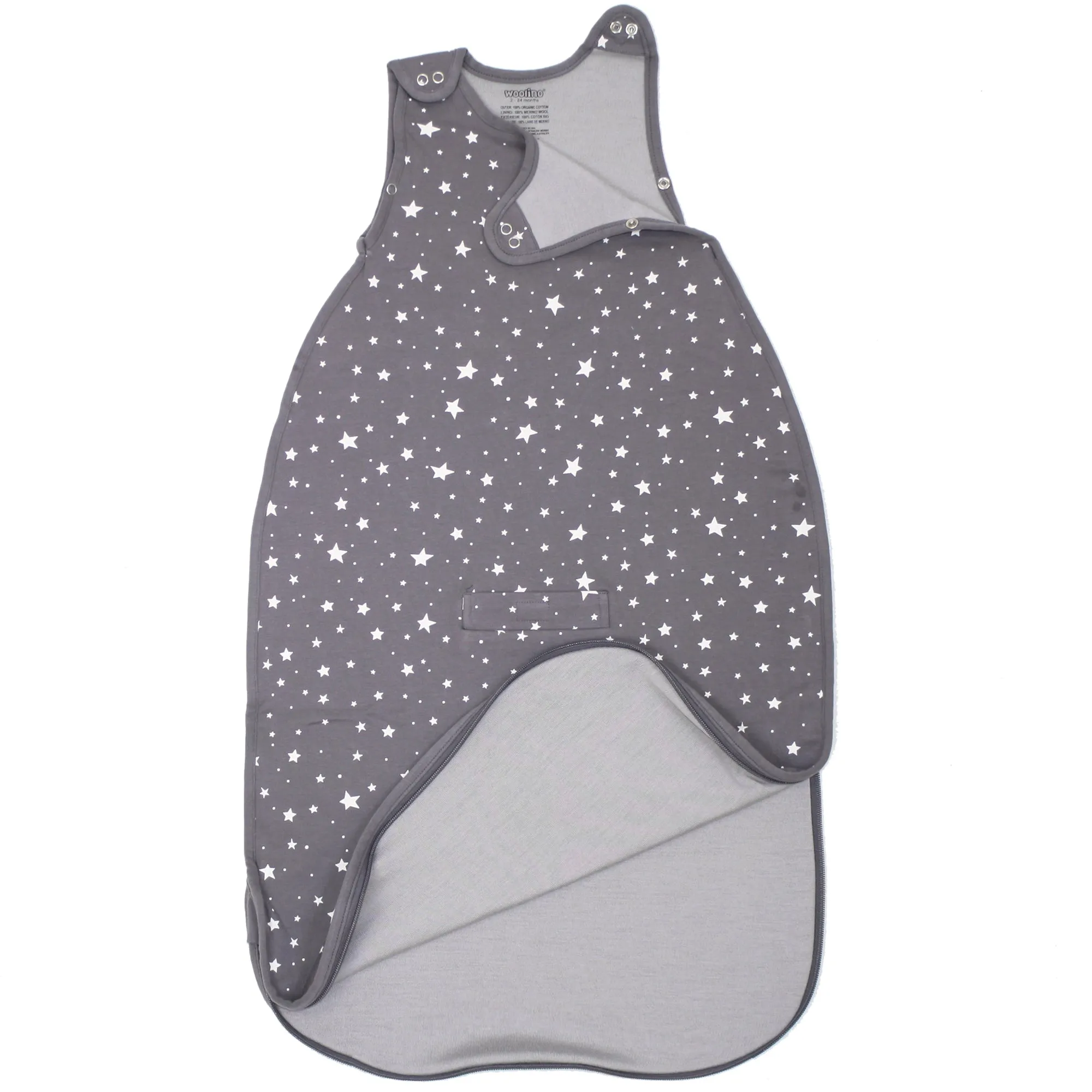 4 Season Ultimate Toddler Sleep Bag, Merino Wool & Organic Cotton, 2 - 4 Years, Star Gray