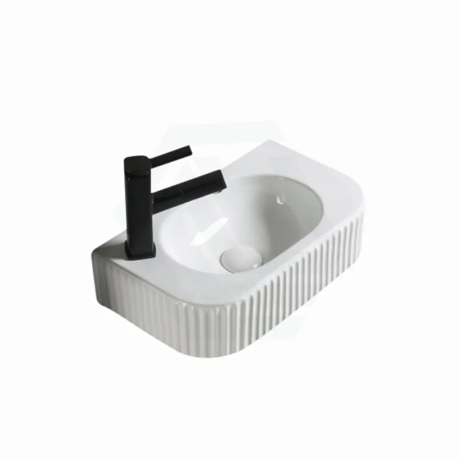 450x270x115mm Gloss White Fluted Wall Hung & Above Counter Basin Ceramic