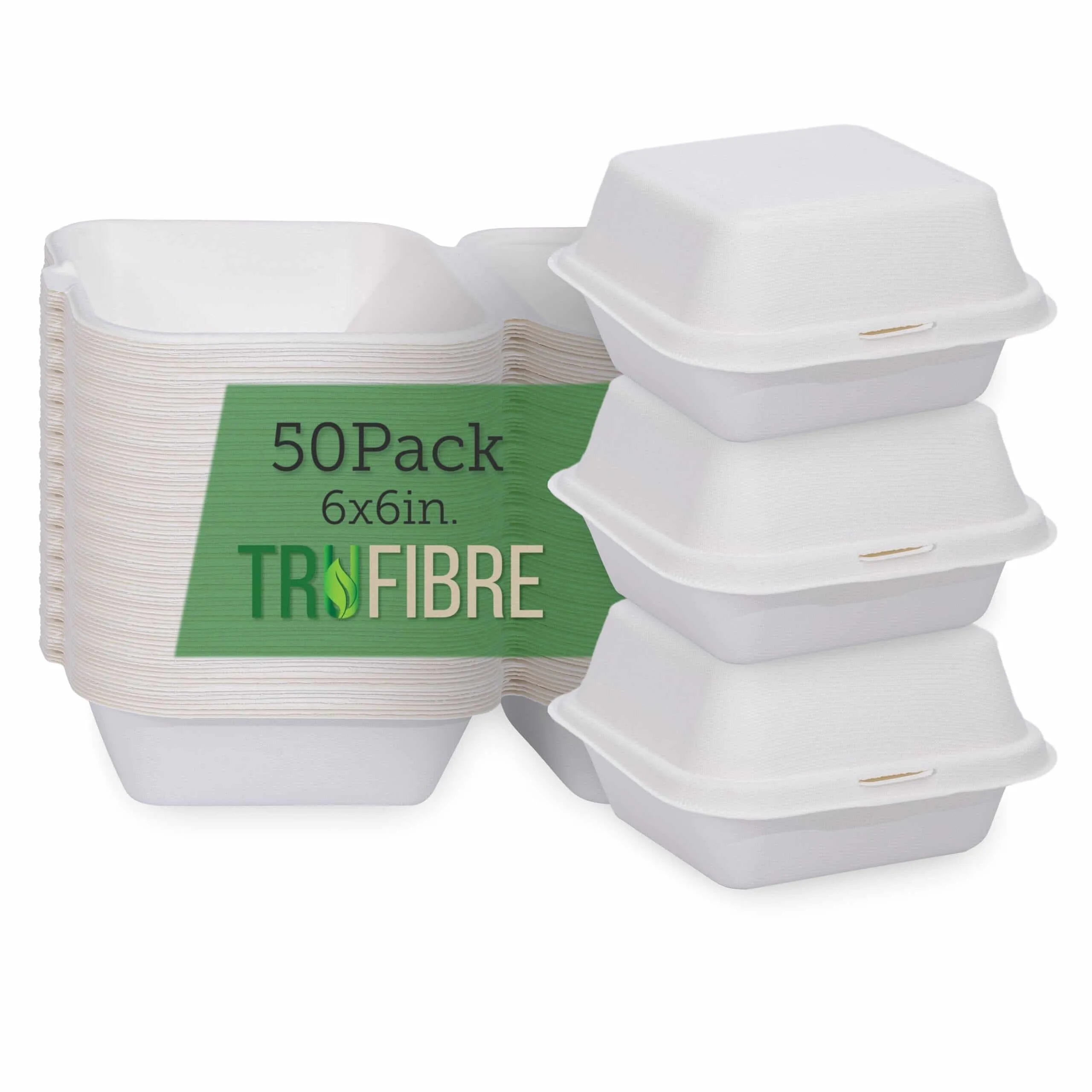 6x6 White Clamshell Containers