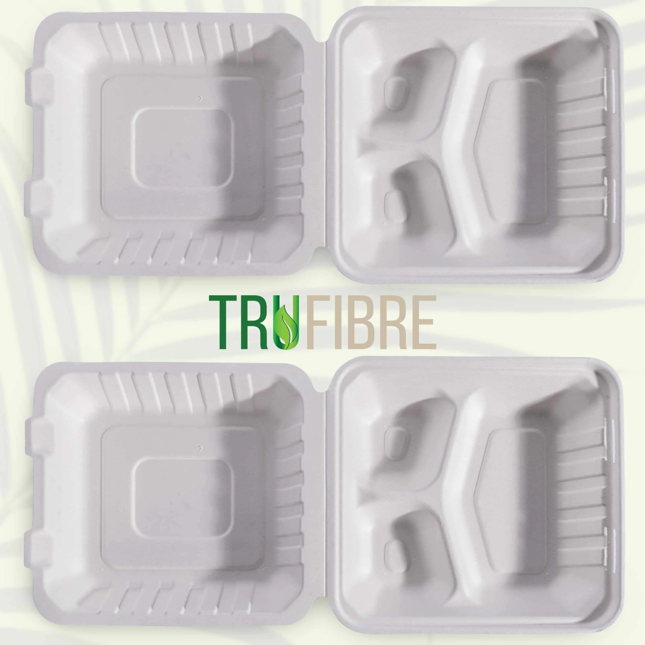 6x6 White Clamshell Containers