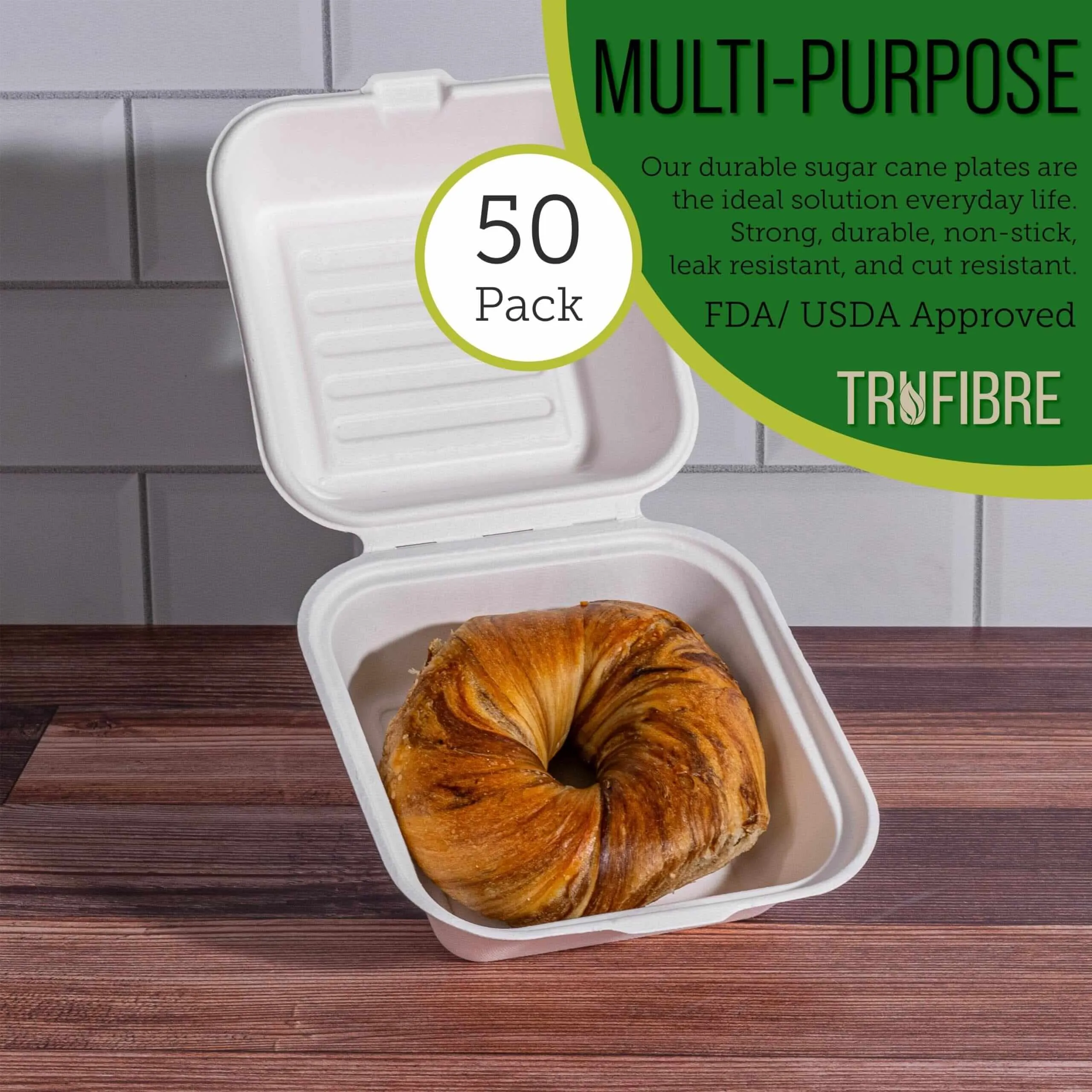 6x6 White Clamshell Containers