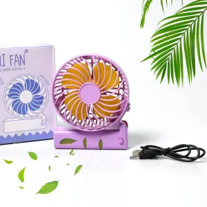 7604 Portable Mini handy Fan & Personal Table Fan | Rechargeable Battery Operated Fan Suitable for Kids, Women, Makeup Artist, Home Office (Battery Not Include)