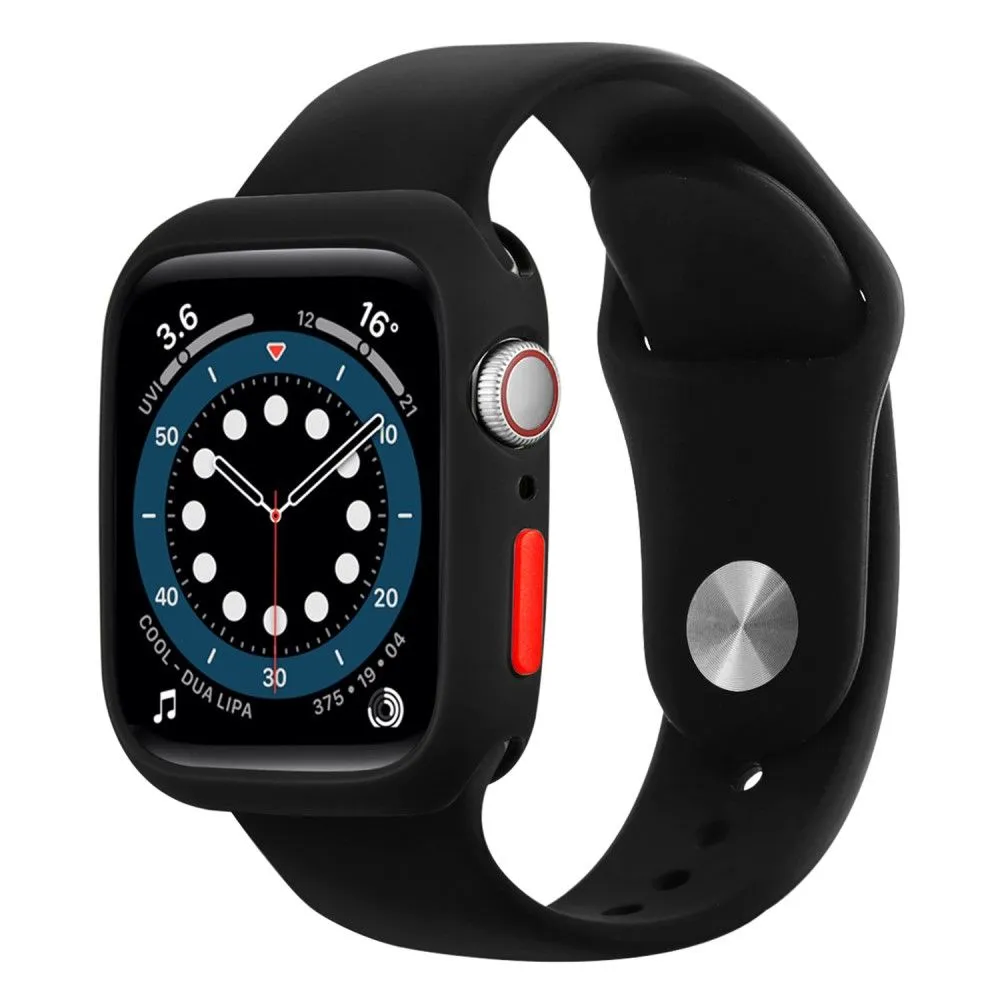 Apple Watch (45mm) candy color button TPU cover - Black / Red