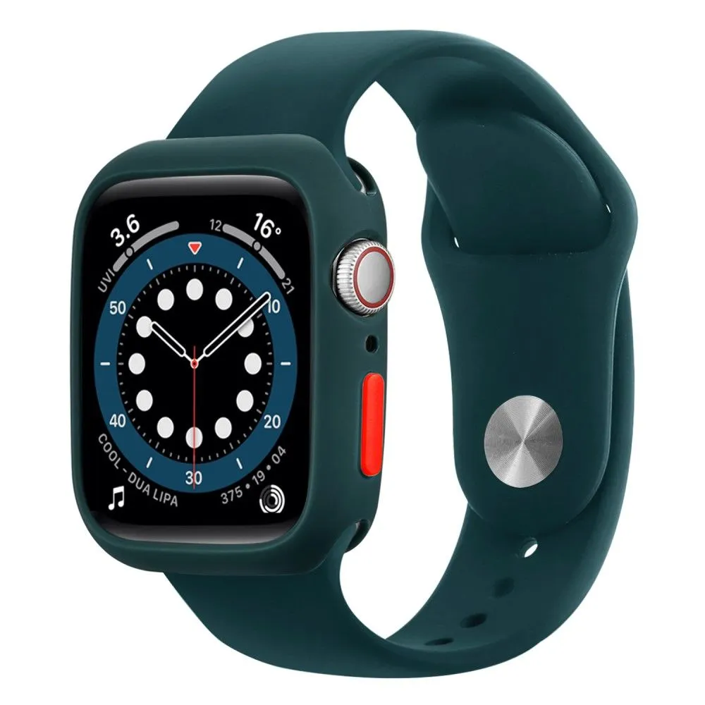 Apple Watch (45mm) candy color button TPU cover - Blackish Green / Red