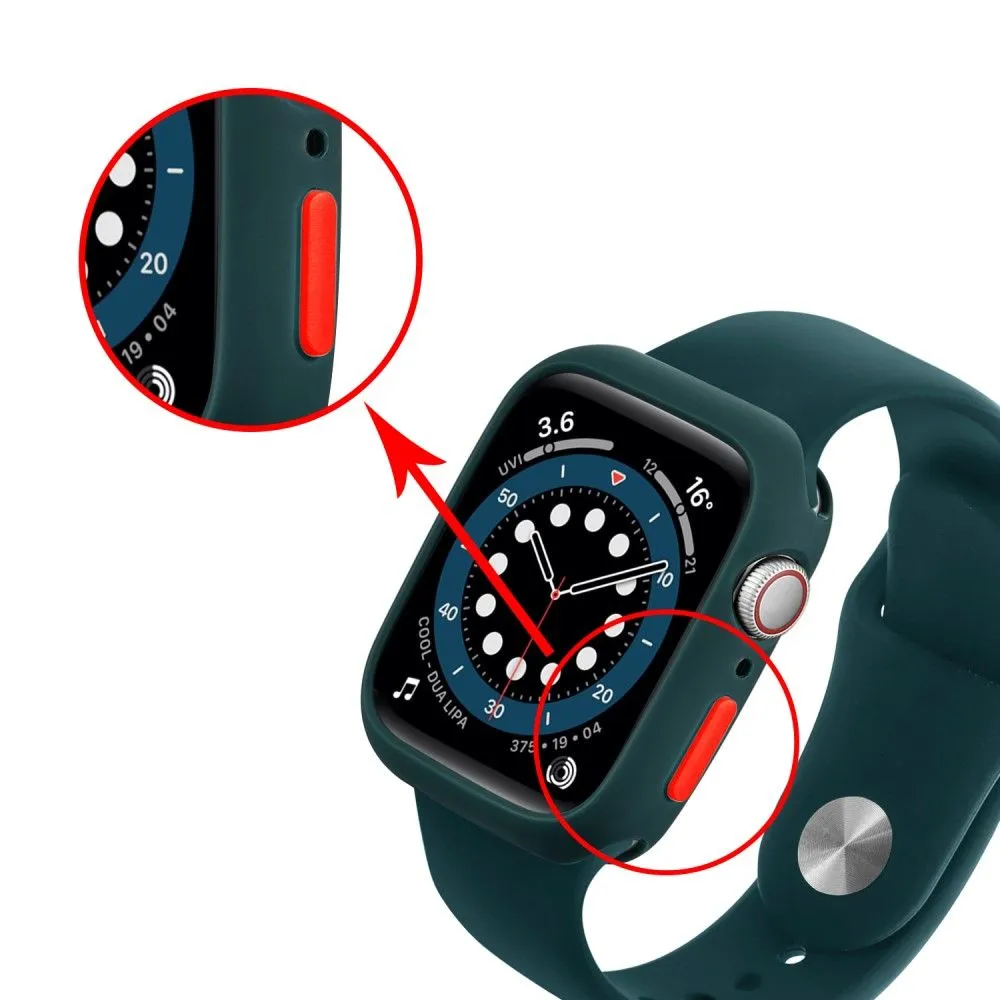 Apple Watch (45mm) candy color button TPU cover - Blackish Green / Red