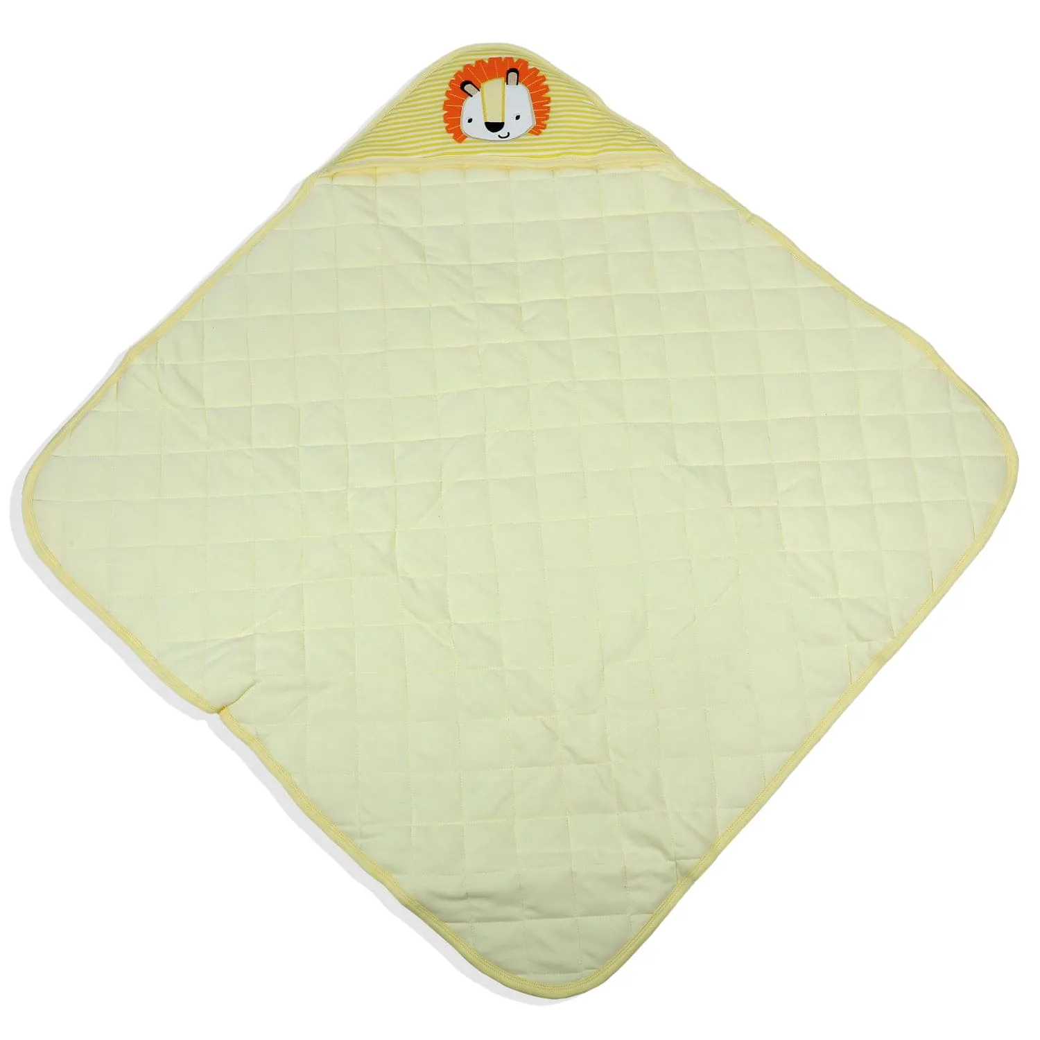 Baby Moo Roaring Lion Warm Hooded Quilted Wrapper - Yellow