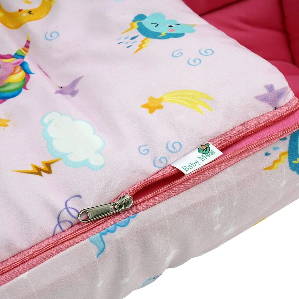 Baby Moo Unicorn Premium Carry Nest Velvet With Hosiery Lining Sleeping Bag - Pink