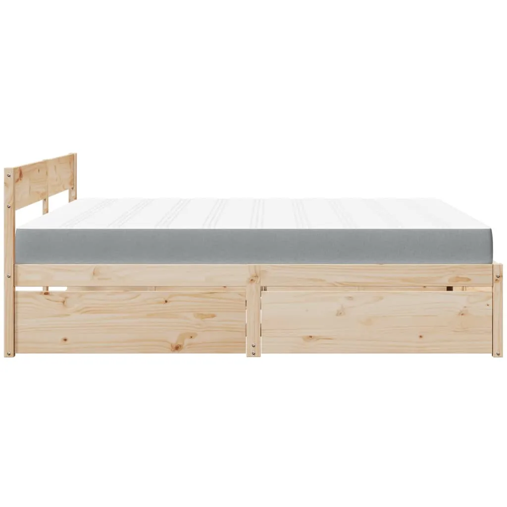 Bed with Drawers and Mattress 200x200 cm Solid Wood Pine