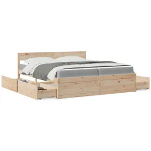 Bed with Drawers and Mattress 200x200 cm Solid Wood Pine