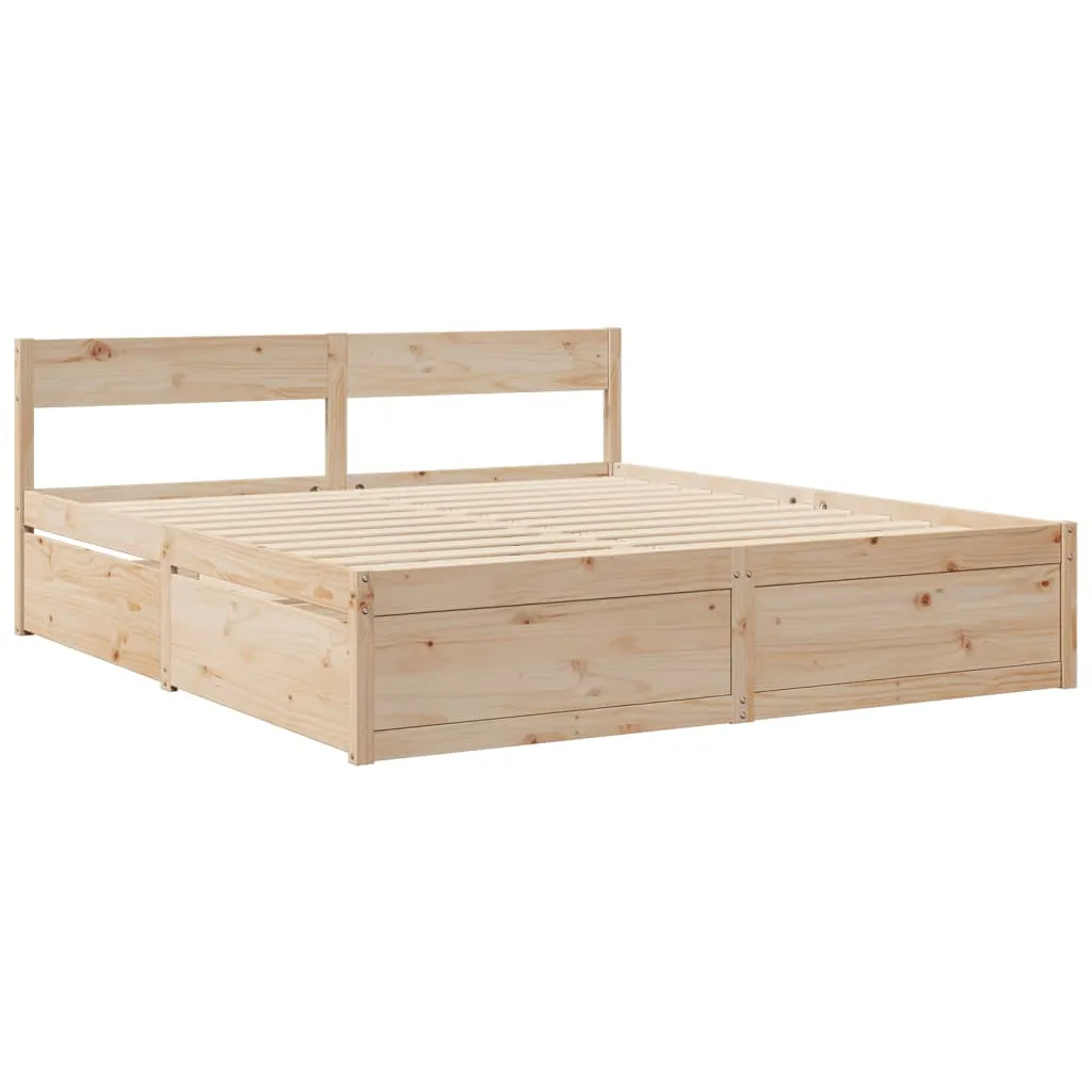 Bed with Drawers and Mattress 200x200 cm Solid Wood Pine