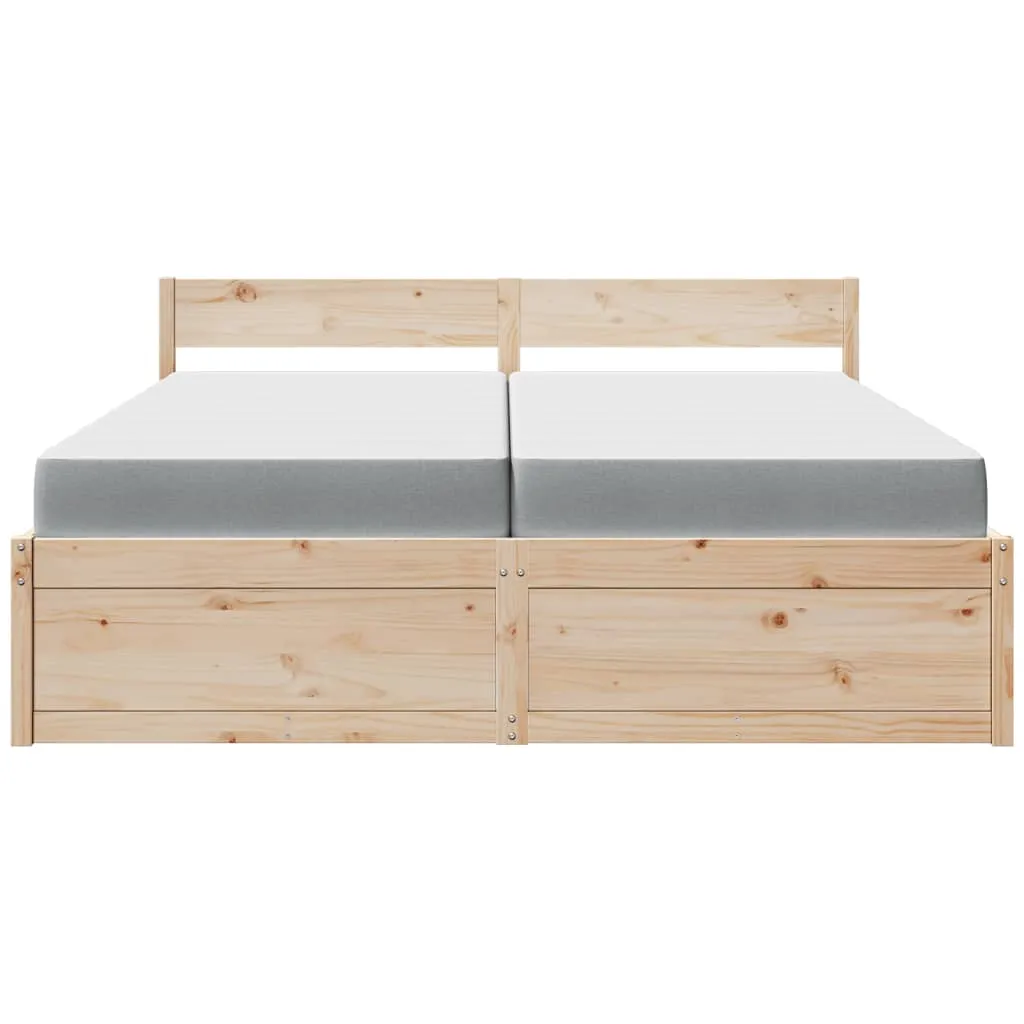 Bed with Drawers and Mattress 200x200 cm Solid Wood Pine