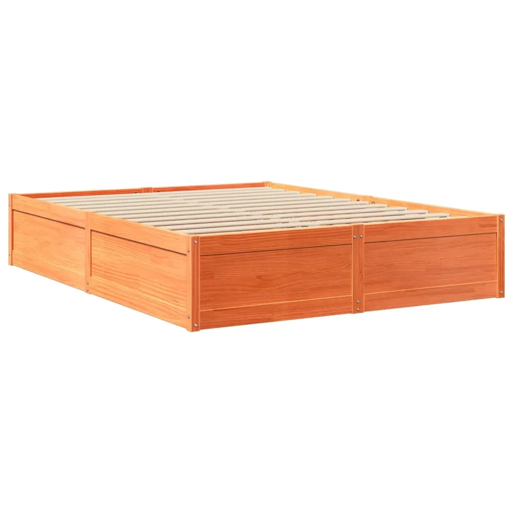 Bed with Mattress Wax Brown 140x200 cm Solid Wood Pine