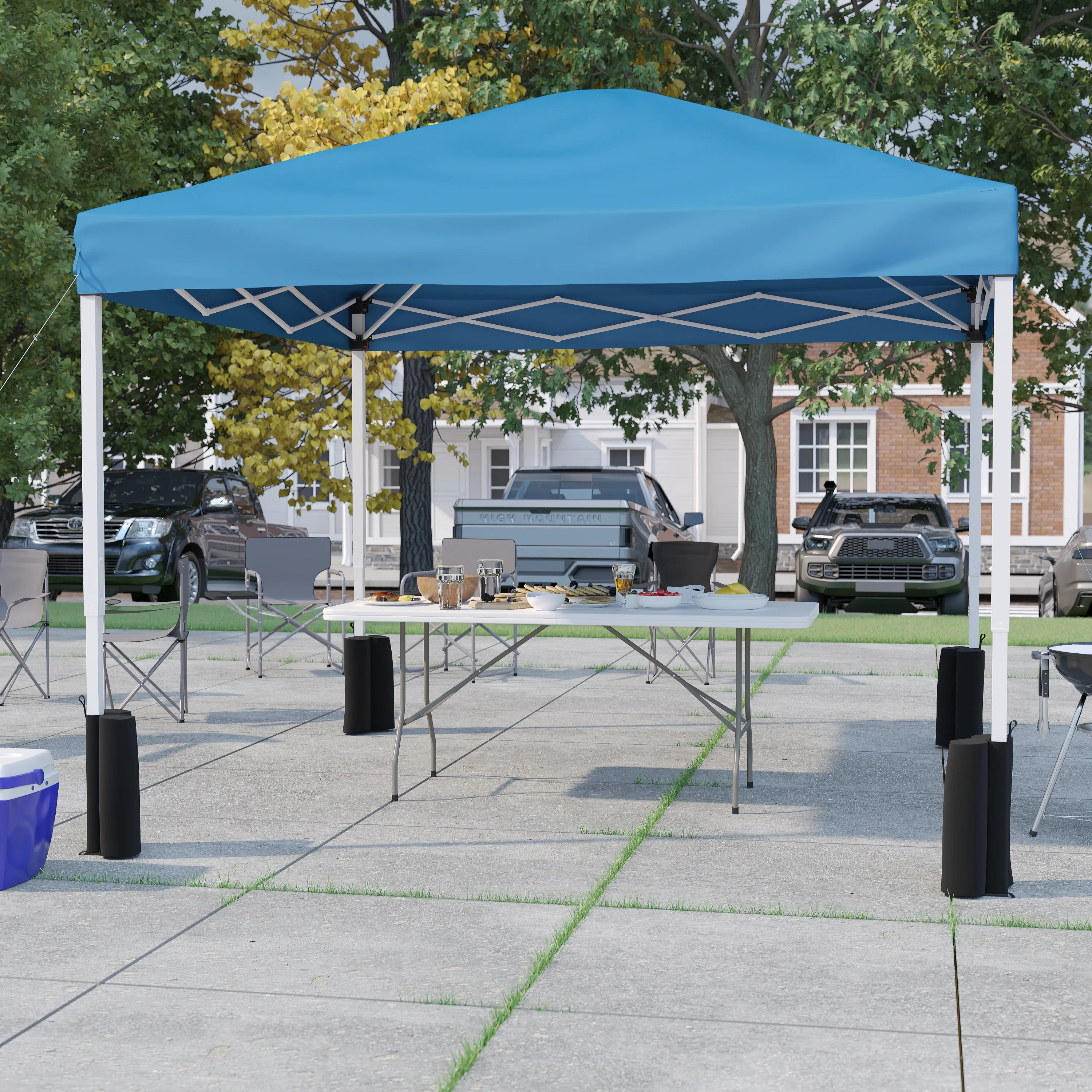 Blue Canopy & Folding Table JJ-GZ10PKG183Z-BL-GG