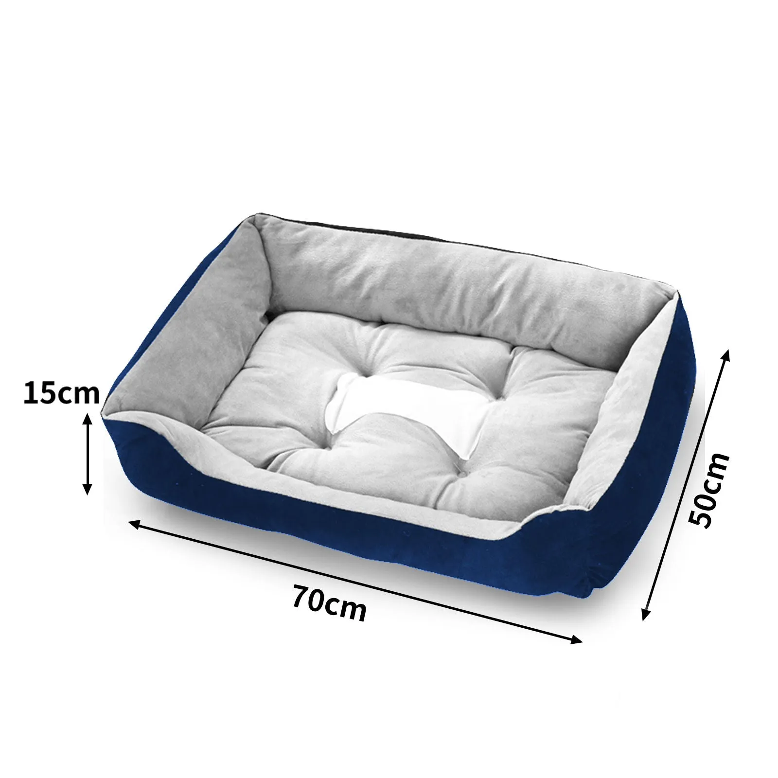 Blue Walled Pet Bed with Foam Padding - Medium | PawFriends