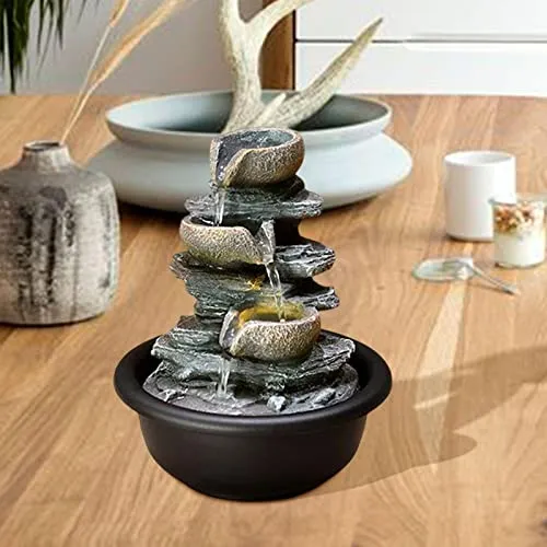 BNF Indoor Waterfall Fountains Mini Waterfall Flowing Water Ornament Waterscape Style C