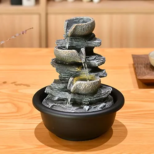 BNF Indoor Waterfall Fountains Mini Waterfall Flowing Water Ornament Waterscape Style C