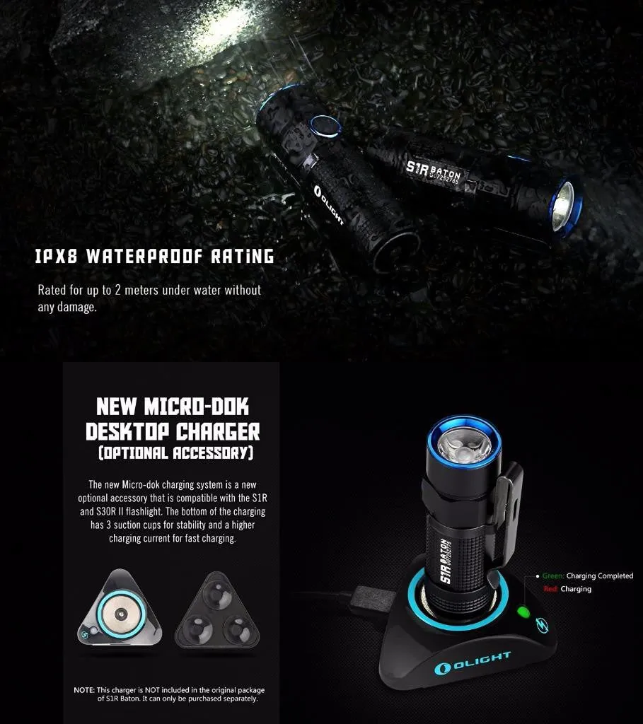 Brand New Olight S1R 900 Lumens LED EDC magnetic charging compact flashlight keychain Light