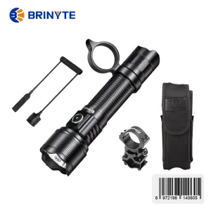 Brinyte PT16A 3000Lumens Tactical Light Dual Tail Switch/Strobe/ SOS /Glass Breaker Tips