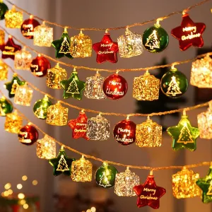 🎅Christmas Sale🎄 LED Electroplated Star Snowflake String Lights Christmas Decoration Lights