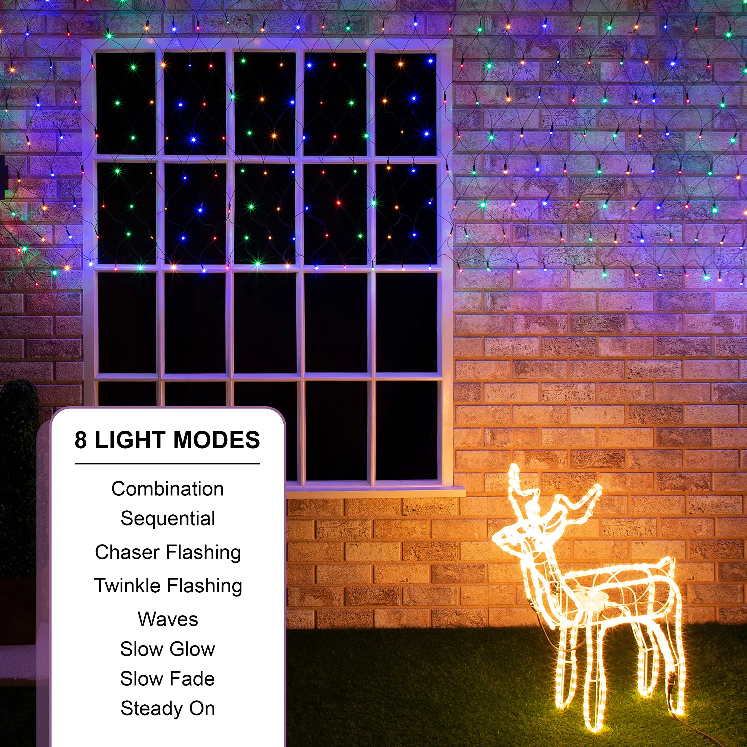 Christmas Workshop 88390 360 LED Multi-Coloured Christmas Window Lights | Net Design | Mains Powered | Indoor and Outdoor | Christmas/Weddings/Gardens | 3.5M x 1.2M