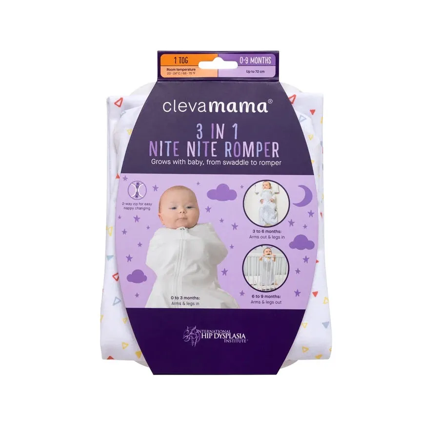 Clevamama 3 in 1 Nite Nite Romper 1 Tog (Yellow)