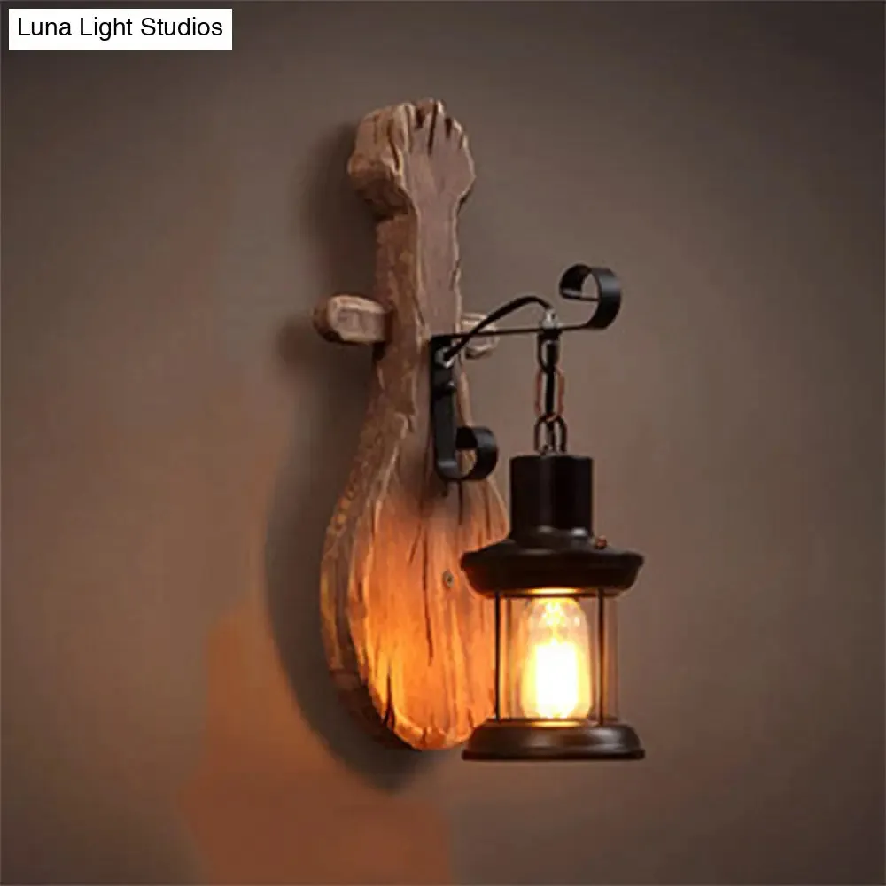 Coastal Clear Glass Lantern Wall Sconce with Spoon: Stylish Dining Room Lighting Fixture