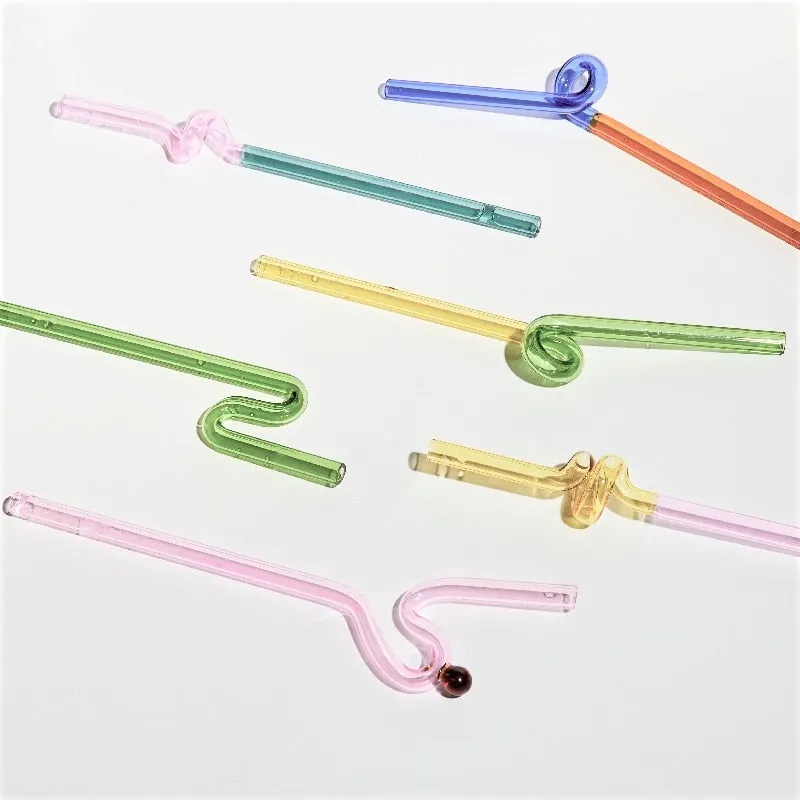 Colorful Environment Friendly Reusable Glass Straw