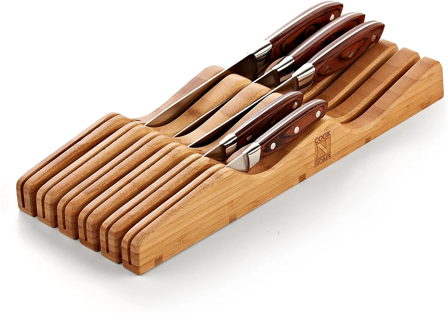 Cook N Home Bamboo Knife Storage in-Drawer Block