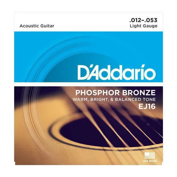 D'Addario EJ16 Phosphor Bronze Acoustic Guitar Strings 12-53