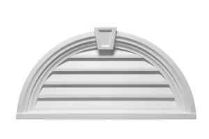 Decorative Louver Half Round with Decorative Trim and Keystone