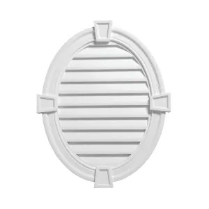 Decorative Louver Vertical Oval with Decorative Trim and Keystones