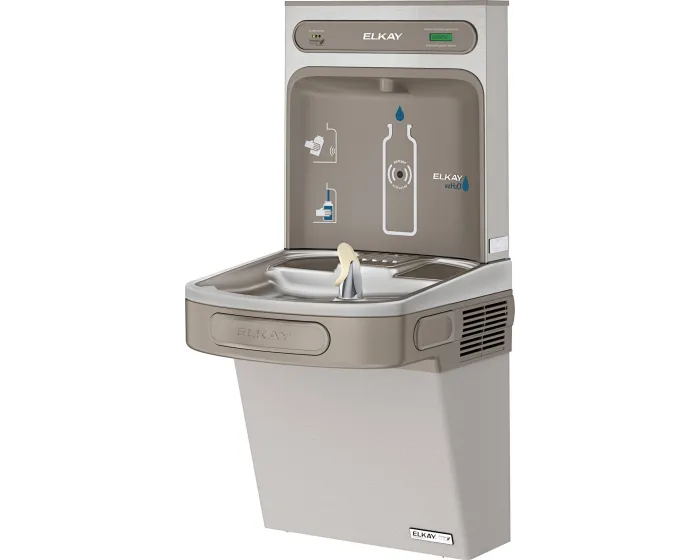 Elkay LZSG8WSLK | Wall-mount Bottle Filling Station | Filtered, High-efficiency chiller, EZ-style fountain, Granite Gray