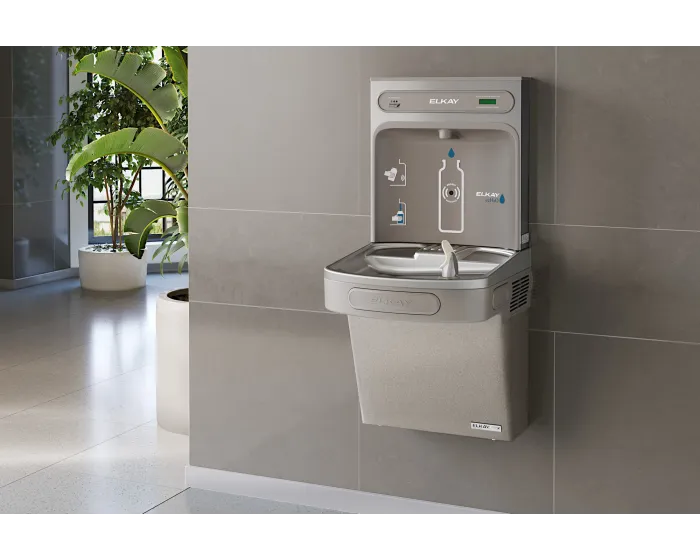 Elkay LZSG8WSLK | Wall-mount Bottle Filling Station | Filtered, High-efficiency chiller, EZ-style fountain, Granite Gray