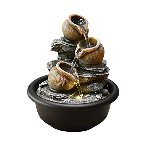 Enakshi Indoor Waterfall Fountains Meditation Relaxing Office Decor Desktop Fountain Round Pot|Home & Garden | Home D?©cor | Indoor Fountains