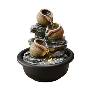 Enakshi Indoor Waterfall Fountains Meditation Relaxing Office Decor Desktop Fountain Round Pot|Home & Garden | Home D?©cor | Indoor Fountains