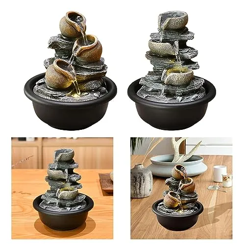 Enakshi Indoor Waterfall Fountains Meditation Relaxing Office Decor Desktop Fountain Round Pot|Home & Garden | Home D?©cor | Indoor Fountains