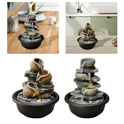 Enakshi Indoor Waterfall Fountains Meditation Relaxing Office Decor Desktop Fountain Round Pot|Home & Garden | Home D?©cor | Indoor Fountains