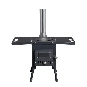 everyday Camping rocket stove with chimney, 22.6"D x 11.4"W x 14.6"H, Alloy Steel, Black