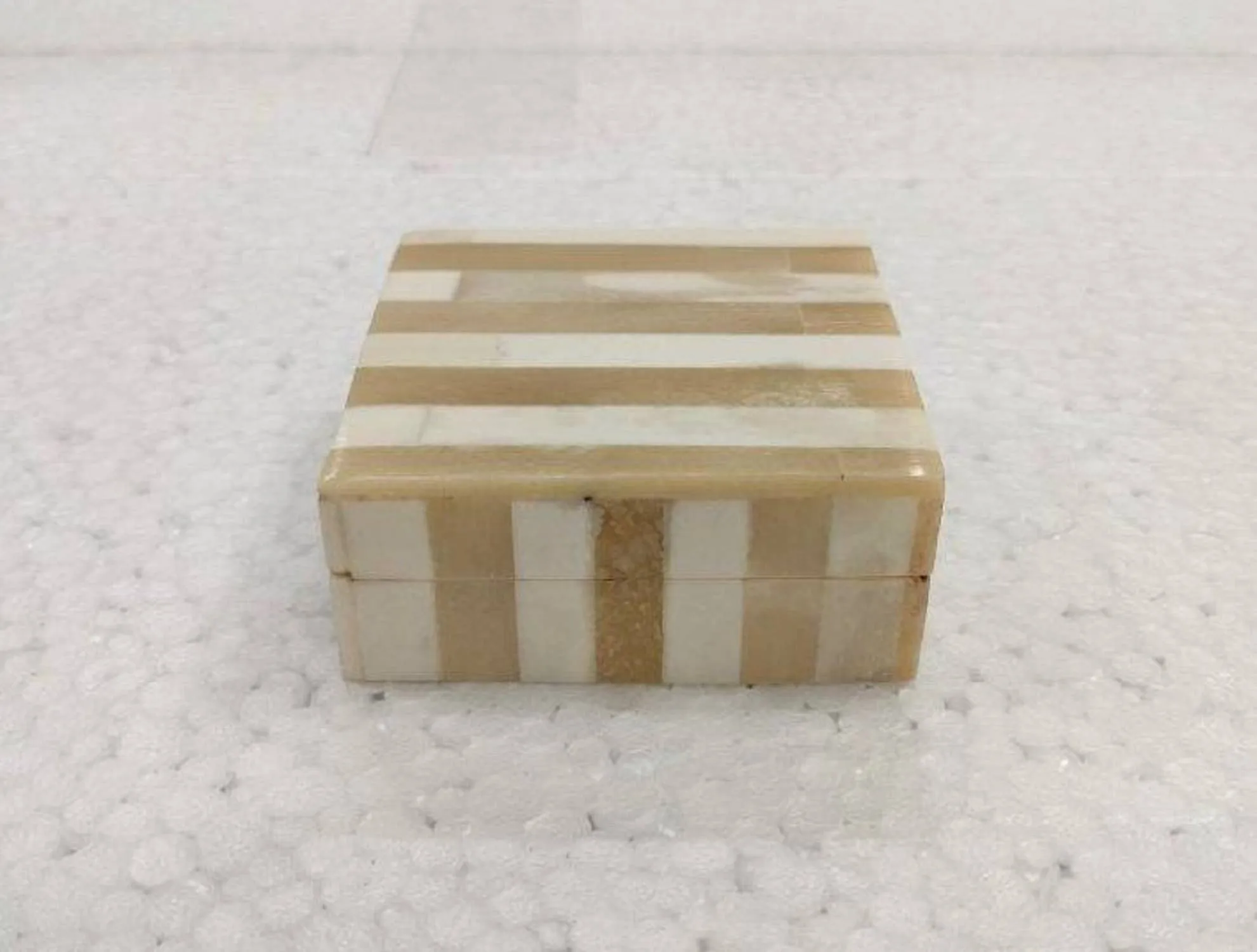 Extra Small Bone Striped Decorative Box